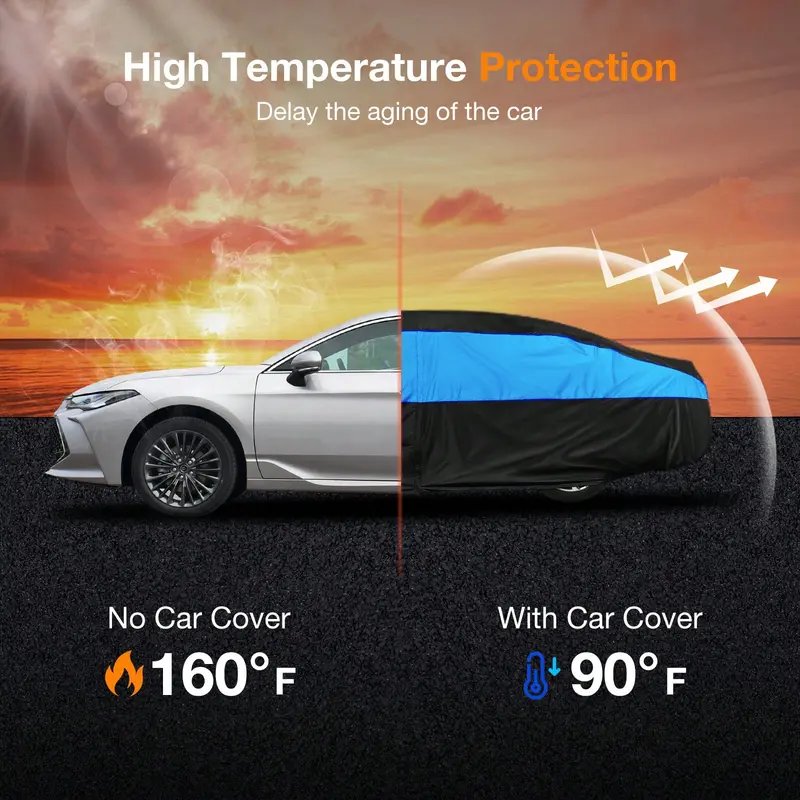 SUV Car Cover Waterproof Breathable,Outdoor Car Cover Rain Dust Sun UV Protection Cover,Universal Car Jacket Black With Blue For Saloon Length 450 To 470 Cm- Blue 5