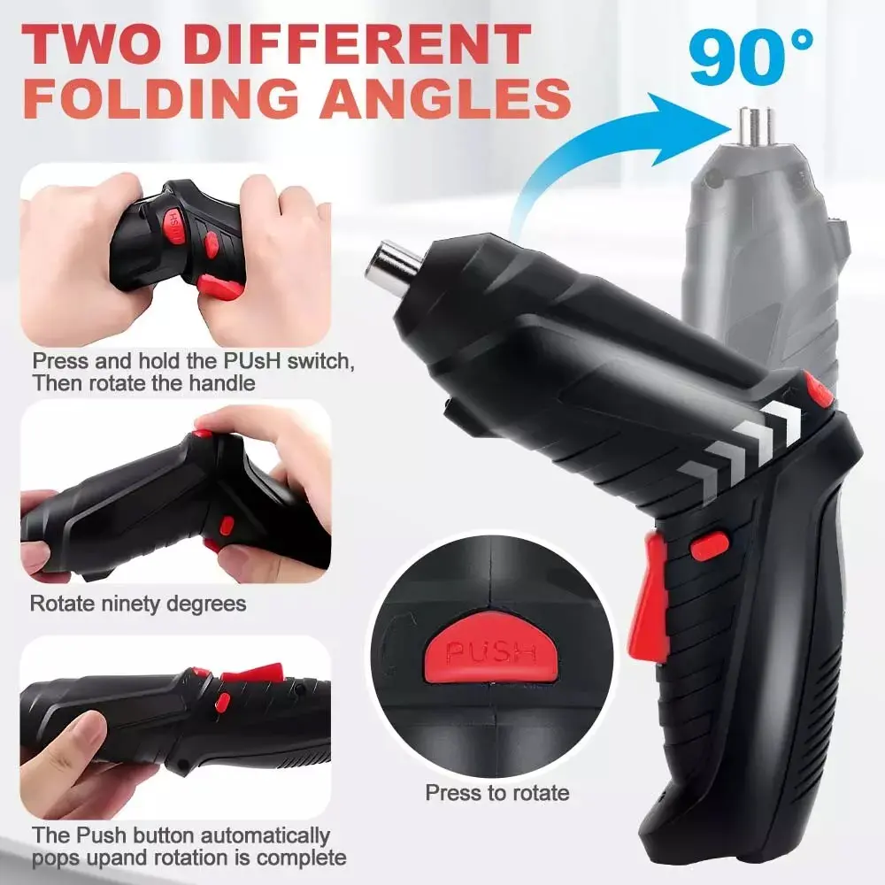 Cordless Drill 47PCS Set Electric Screwdriver Drill Driver Bits Rechargeable Kit