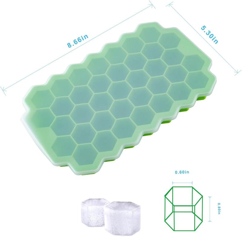 Premium Ice Cube Trays, Silicone Ice Cube Molds with Sealing Lid, 74-Ice Trays, Reusable, Safe Hexagonal Ice Cube Molds, for Chilled Drinks, Whiskey, Cocktail, Food 4