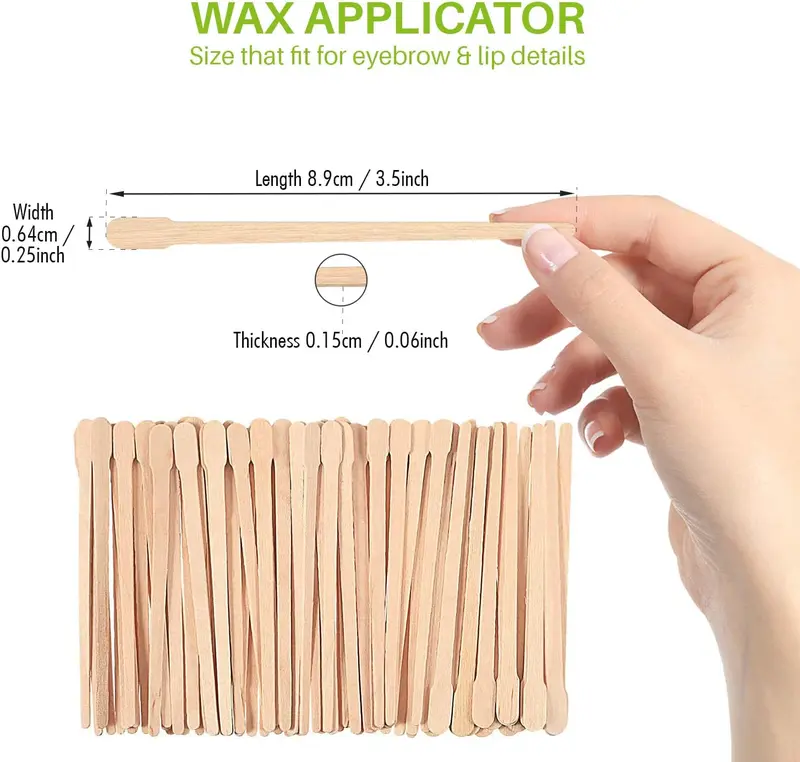 Mibly 200 Pcs Wooden Wax Sticks - Eyebrow, Lip, Nose Small Waxing Applicator Sticks for Hair Removal and Smooth Skin - Spa and Home Usage 4
