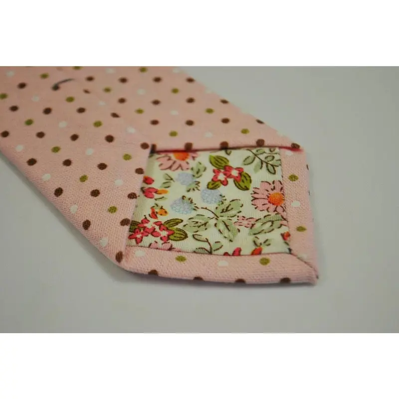 pink tie with red, green and white polka dots 2