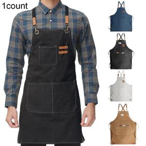 Canvas Apron with Pockets, 1 Count Reusable Oil-proof Waterproof Apron, Household Kitchen Cooking Apron for Baking BBQ