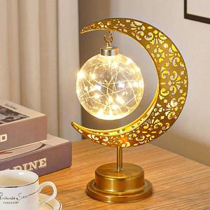 Battery Powered Moon Design Night Light, LED Iron Moon & Ball Night Light Ornaments without Battery, Table Lamp, Decorative Night Light for Bedroom & Living Room, Nightlight For Bedroom