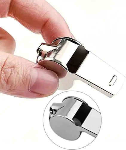 Stainless Steel Whistle, Metal Referee Whistle with 41cm Lanyard, Stainless Sports Whistles for Outdoor Activities, Referees, Coaches, Lifeguards, Soccer, Basketball-Silver 5