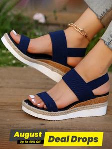 Women's Fashionable Boho Style Wedge Design Sandals, Lightweight Strappy Sandals, 1 Pair Casual Trendy Stylish Slip on Slingback Sandals, All-match Trendy Hemp Rope Shoes for Summer, Girlfriend Gifts, Flatform