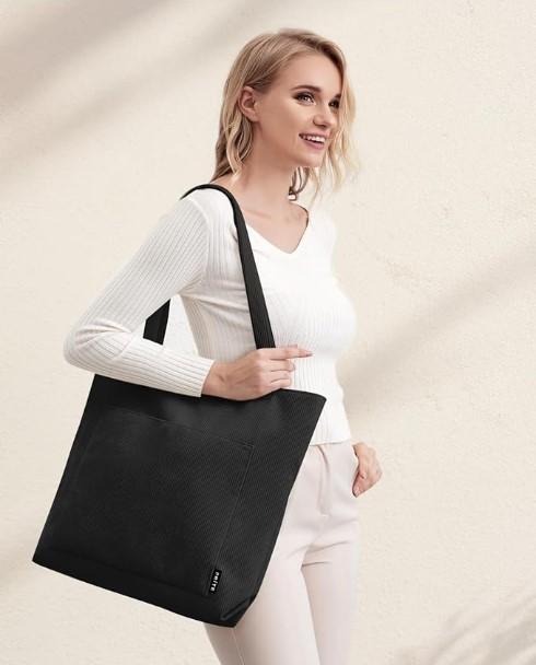 Prite Corduroy Tote Bag for Women Large Shoulder Bag with Zipper and Pockets for College School Work Travel Shopping 1
