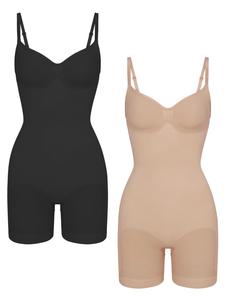 Women's Solid Scoop Neck Shapewear Cami Romper, Casual Tummy Control Butt Lifting Shapewear Bodysuit, Ladies Clothes for Indoor Outdoor Wear, High Compression Shapewear