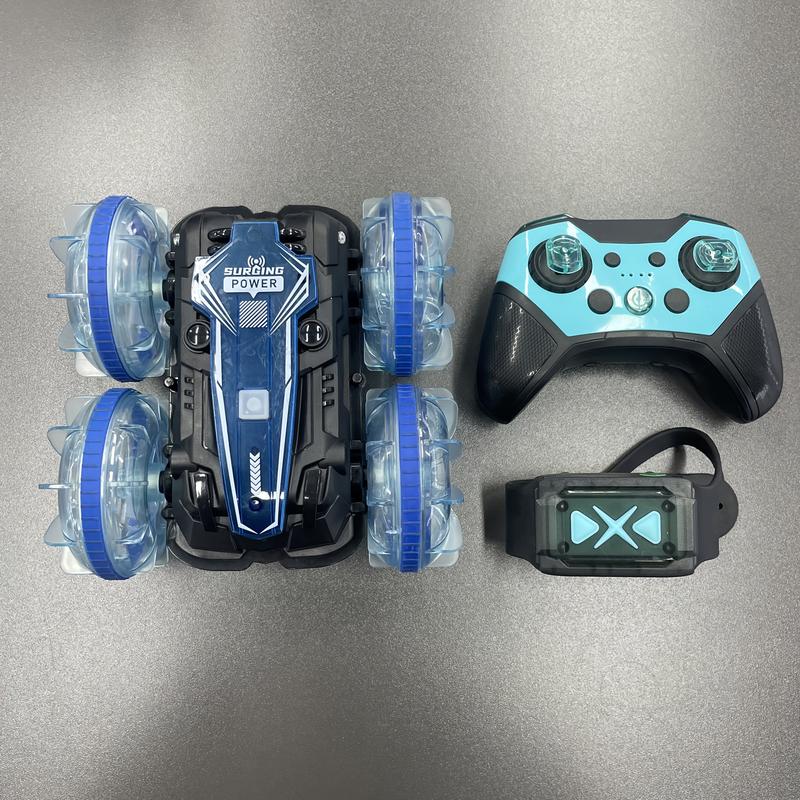 1pc, Remote Control Toy Car, Amphibious Stunt Off-Road Vehicle, Outdoor Toy, Outdoor Game. Can Be Water Floated. Double Controller, Remote Control with Bracelet Remote and Gesture Control. Supports Gesture Operations. 2025, New Year. Festival Gift 3