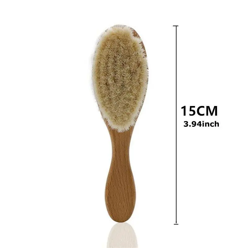 Baby Hair Brush With Wooden Handle And Super Soft Pure Natural Wool Bristles For Newborns & Toddlers Infant Comb Head Massager 4