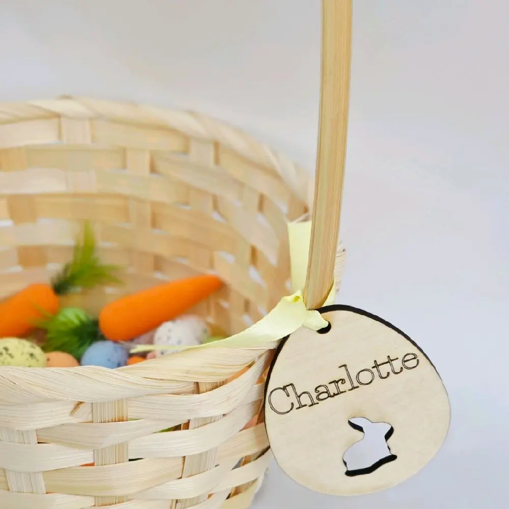 Easter Egg Basket Personalised Wooden with Ribbon