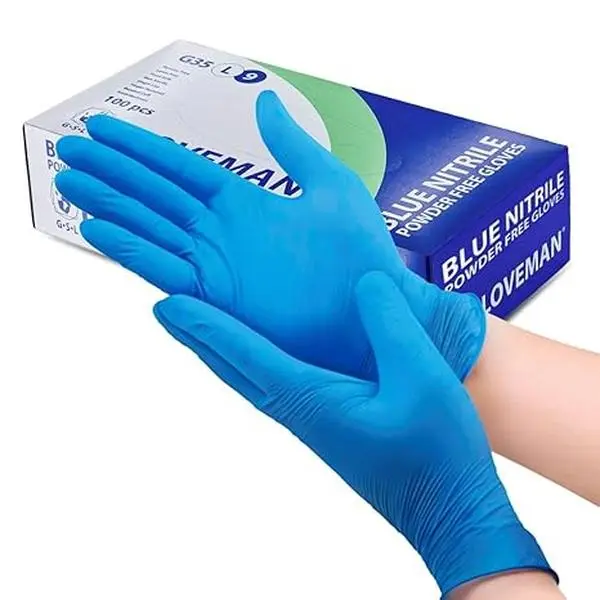 Pack of 100 Disposable Blue Nitrile Gloves Powder Free Latex Free for Salon Beauty Nail Tattoo Mechanics 0