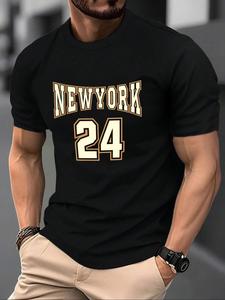 Men's Number Print Round Neck Tee, Loose Casual Short Sleeve Crew Neck T-shirt for Summer, Fashion Men's Top for Daily Wear