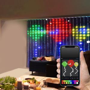 Smart LED Curtain Lights, RGB Wall Lights, DIY Curtain String Lights for Bedroom Living Room Backdrop Xmas Party, 6.6 x 6.6ft, 400 LEDs