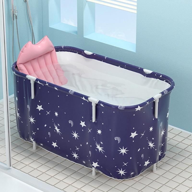 Bathtub Folding Portable Bath Tub Adult Kids Warm Home Spa Soaking Barrel PVC 5
