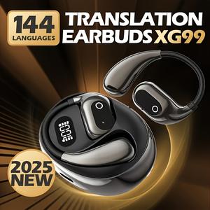 144 Languages AI Language Translator Earbuds | Real-Time 3-in-1 OWS Translation Device | Wireless, Rechargeable Battery & USB Charging | Travel, Business & Learning- Ideal For Multilingual Communication, Music Listening