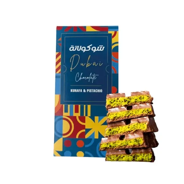 Viral Dubai Chocolate 200g Bar - Pistachio and Kunafa Snack & Dessert - Bonbon