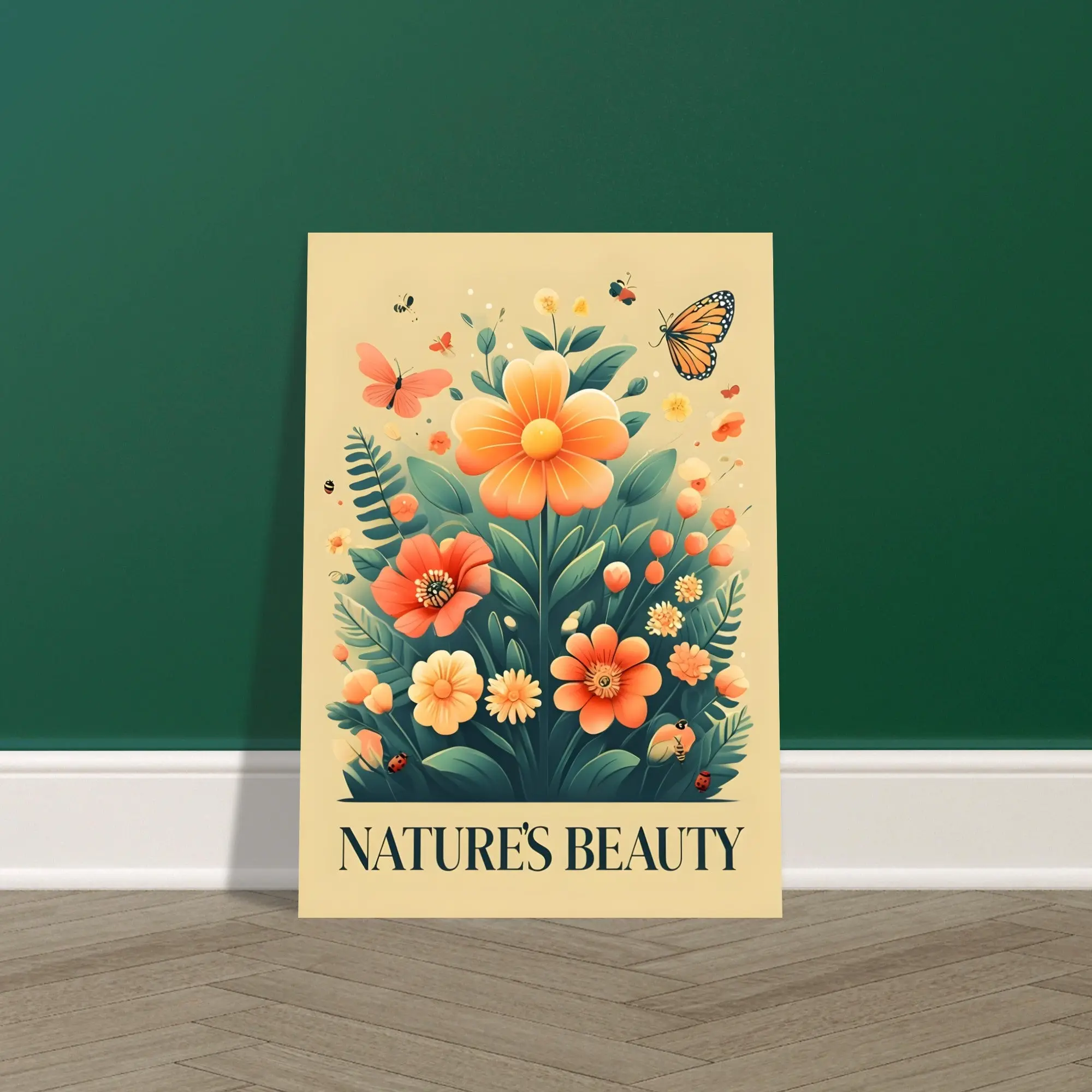 Floral and Butterflies Poster - Vibrant Nature Art Print | Colorful Home Decor | Botanical Wall Art for Living Room & Bedroom