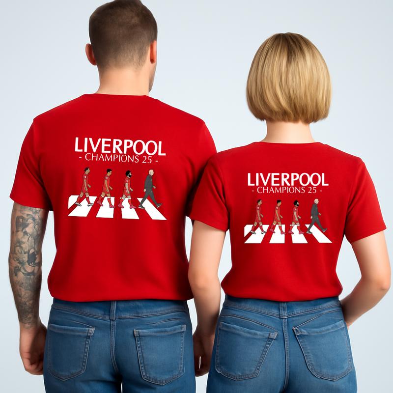 Liverpool FC 2025 League Champions (Back Print Version) T-Shirt, Unisex 100% Cotton Short Sleeve, Football Fan Gift Liverpool Players Tee, Top Streetwear 1