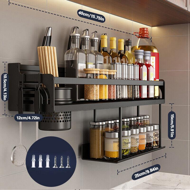 Spice Rack Wall Mounted Kitchen Organiser Spice Storage Rack Kitchen Holder 4