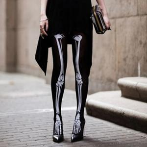XONEMATHY Scary Skeleton Printed Pantyhose for Halloween Costume