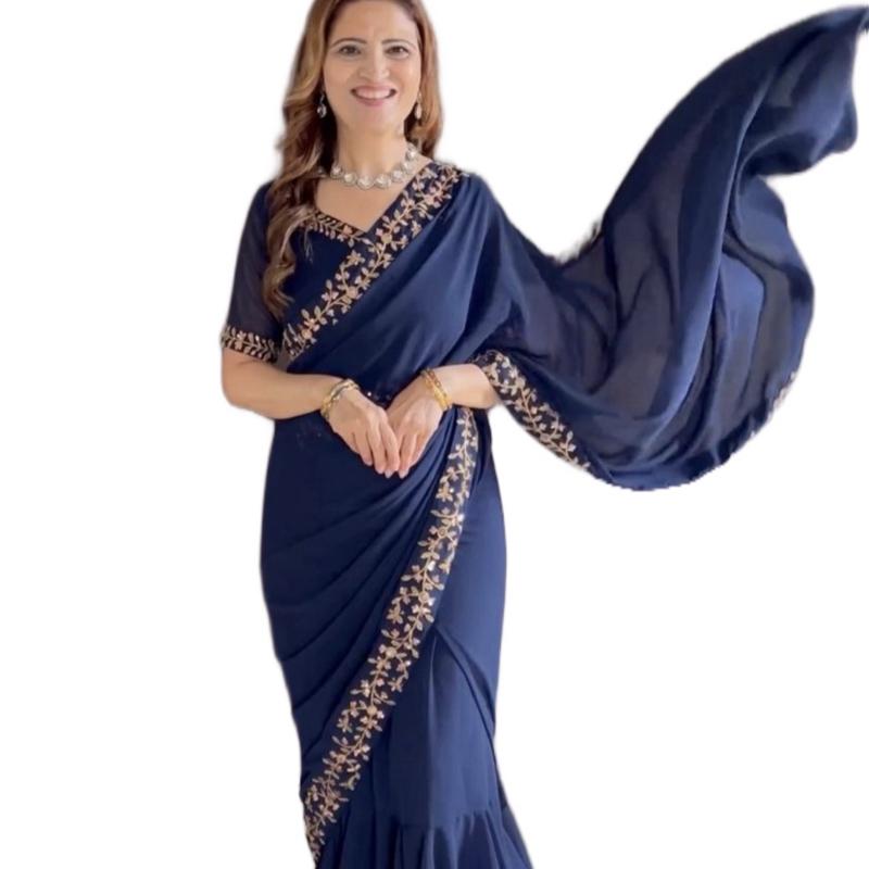 Georgette  Ready to wear Gown Saree Womenswear Asian Comfort 4