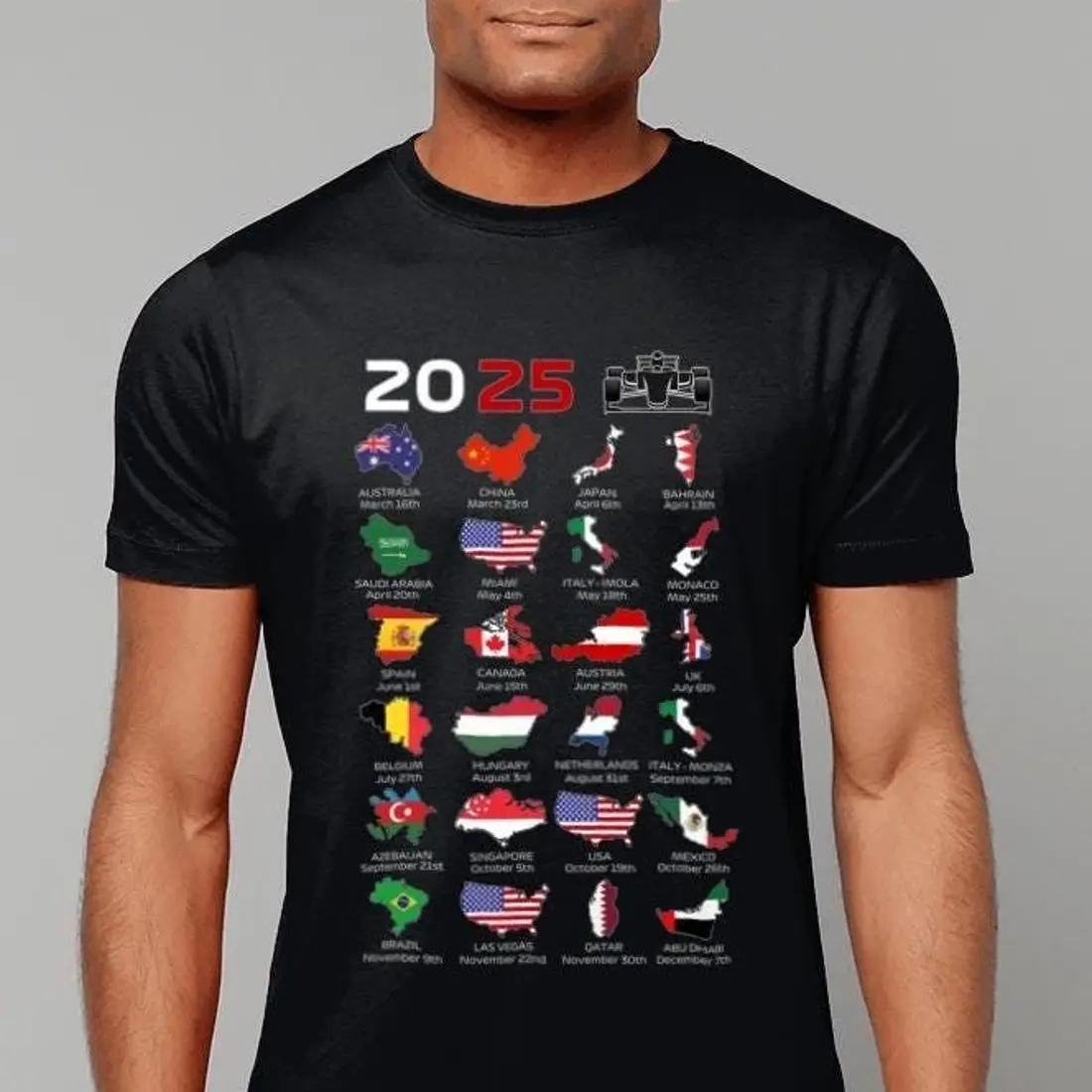 Formula 2025 TShirt, Season Race Country Flags, Motorsport Grand Prix Present, Dad Husband Son Birthday Christmas Gift Idea Him Her