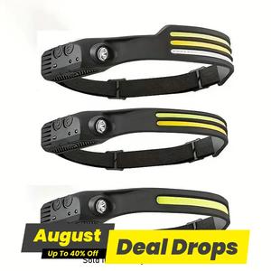 Usb Rechargeable Led Headlight, 1 Count Multifunctional Black Outdoor Induction Headlight for Cycling, Running, Camping & Fishing, Waterproof Led Headlamp, Men Gifts, Led Lights, Gear, Led Headlamp, Jogging Equipment