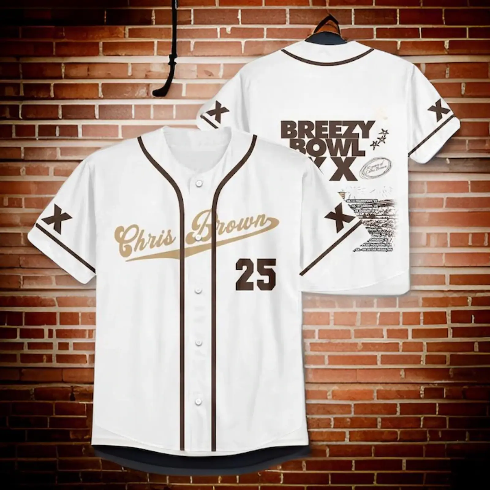 Chris Brown Breezy Bowl XX Jersey – White & Gold