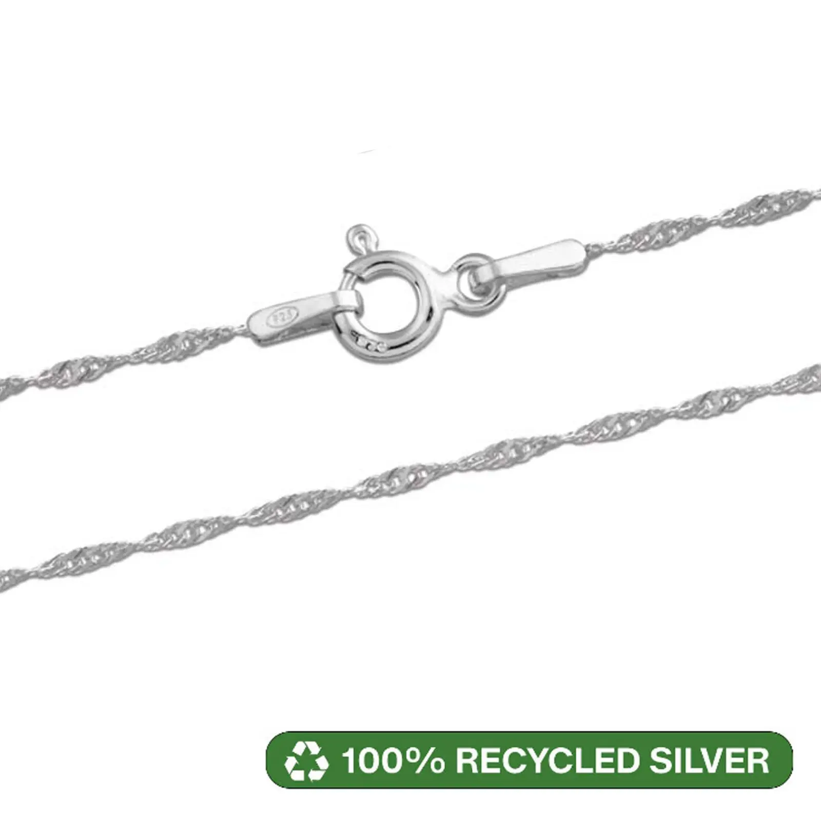 925 Sterling Silver Necklace Chain, Jewellery Modern Twisted Curb Chain, Various Thicknesses, 16"/18"/20"/22" with Bolt Ring Clasp