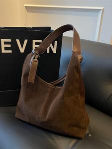 Women's Solid Color Suede Shoulder Bag, 2025 New Style Fashionable Casual Versatile Underarm Bag for Daily Travel Work Commute, Trendy All-match Commuter Bag