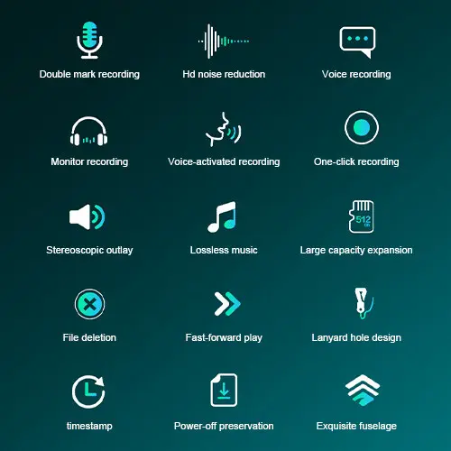 8GB Digital Voice Recorder - High-Quality Dictaphone with MP3 Playback | USB Rechargeable Audio Recording Device for Lectures & Meetings Button Memory 2