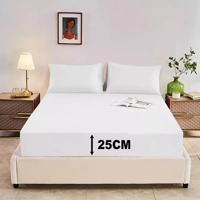 New  Fitted Bed Sheet 25cm Extra Deep, Wrinkle, Fade, and Stain Resistant Polycotton Fitted Sheet, Luxurious and Cosy Soft Non-Iron Bedding Fitted Bottom Sheets 1