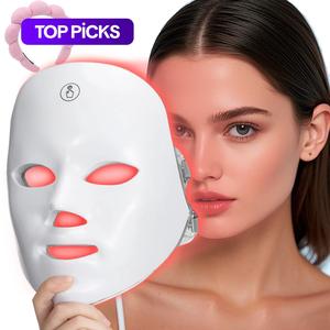 USB Rechargeable Facial Mask (1 Count), Summer Makeup, 7 Color LED Beauty Mask, Led Facial Light, Comfort Skin Care Mask Facial Beauty Massagers, ideal Gift for Women, Personal Skincare Products for Home, Halloween, Christmas, Ideal Winter Gift