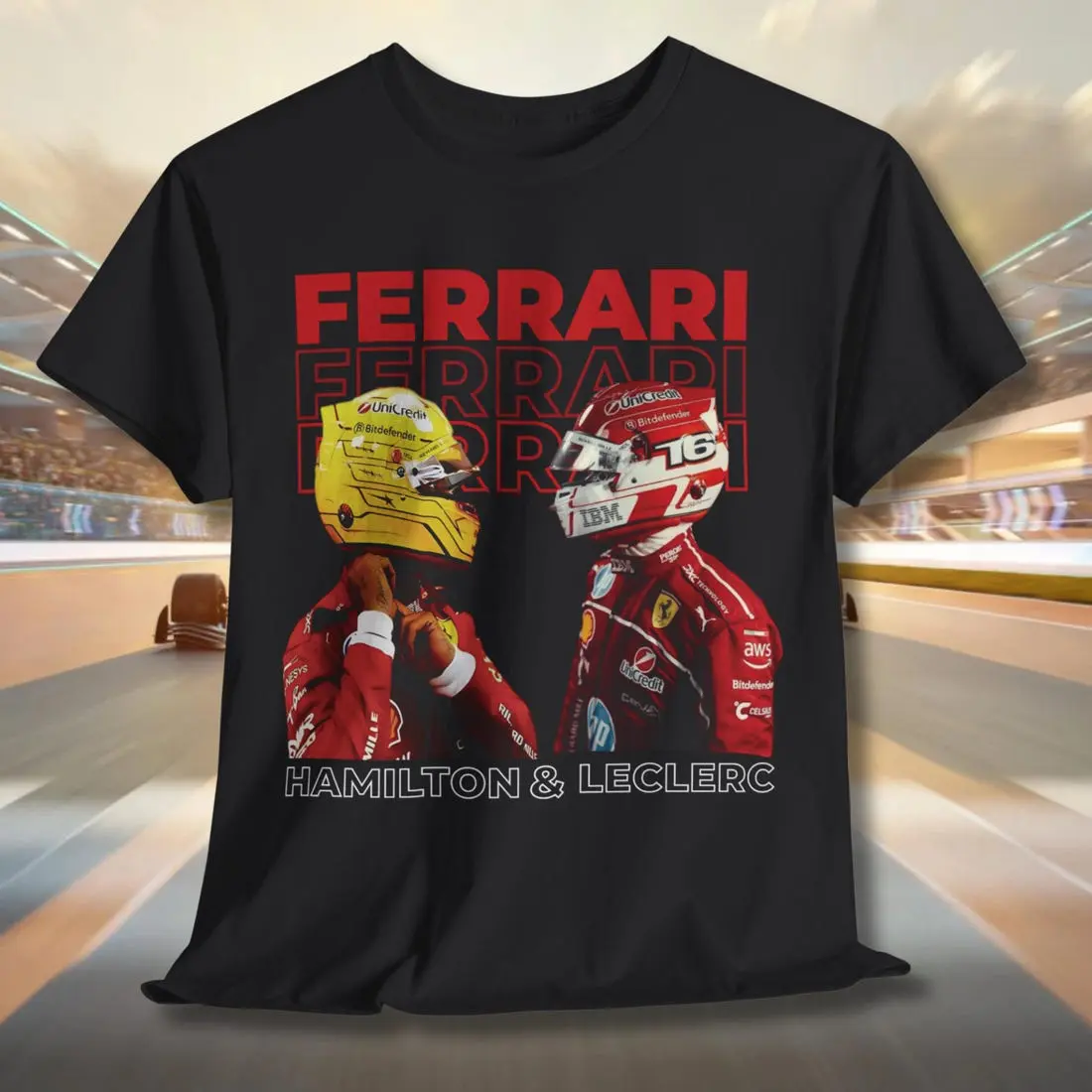 Ferrari 2025 T-Shirt Charles Leclerc Lewis Hamilton Racing Gift for Men and Women F1 Scuderia Fan Merch Formula 1 Unisex T-shirt Fan Gift