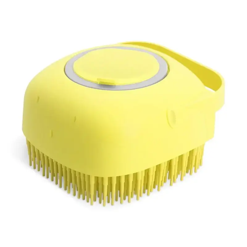 Pet Dog Shampoo Brush 2.7oz 80ml Cat Massage Comb Grooming Scrubber  for Bathing Short Hair Soft Silicone Rubber 1