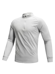 Men's Solid Zip Up Long Sleeve Tee, 2024 New Style Casual Breathable Quick Drying T-shirt for Fall & Winter, Men's Top for Outdoor Activities