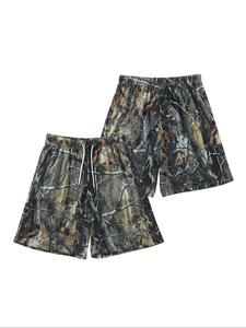 Men's Leaf Print Boxer Brief, Breathable Comfy Loose Shorts for Summer, Men's Bottoms for Daily Wear