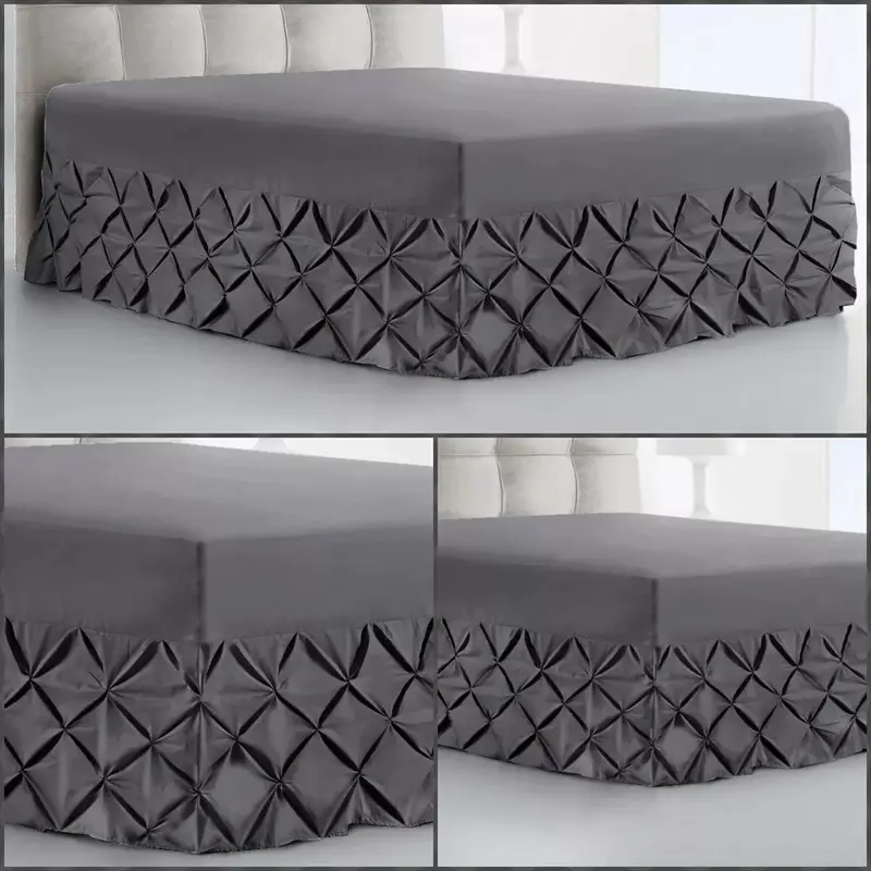Diamond Pleated Luxury Pintuck Valance Sheet Soft Comfy Fitted Bed Cover Single Double Super King Bedding Size 3