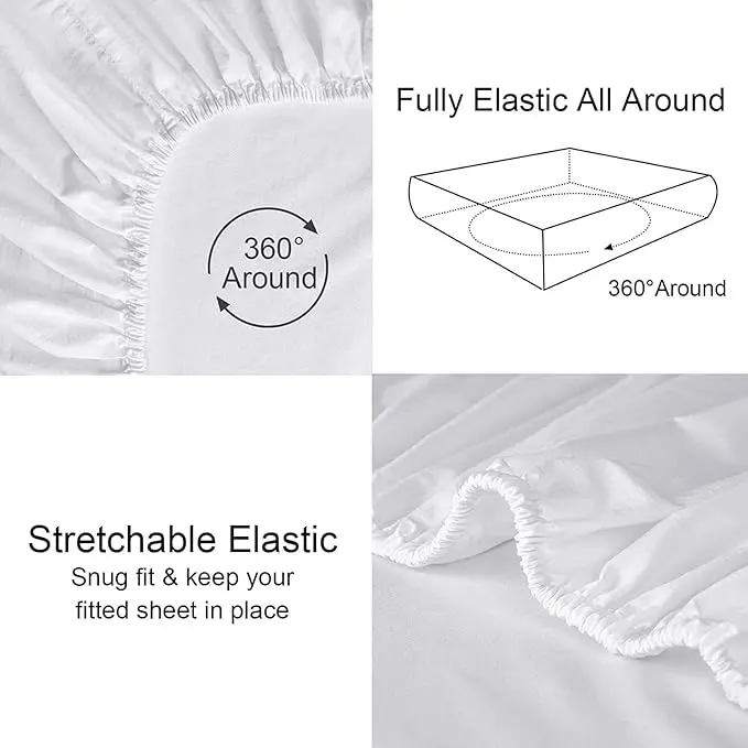 200 Thread Count 100% Egyptian Cotton Fitted Sheet - 16"/40cm Extra Deep Pocket Fitted Sheets & Pillowcases - Luxury Deep   Stretches Up to 16" Breathable, Skin-Friendly, Durable, Wrinkle Fade, Stain Resistant Soft Bed Cover Available in All UK sizes 6