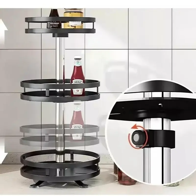 Metal 3 Tier 360° Rotating Spice Rack Organizer for Kitchen Jars - Canister 4