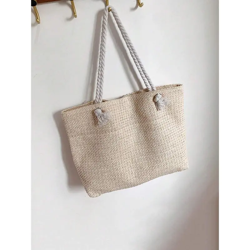 Woven Large Capacity Tote Bag – Lightweight Summer Shoulder Handbag for Travel, School & Work 8