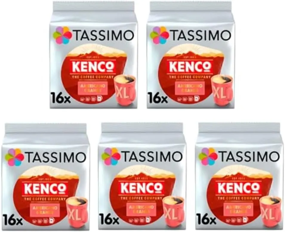 Kenco Americano Grande XL Coffee Pods x16 (Pack of 5, Total 80 Drinks).