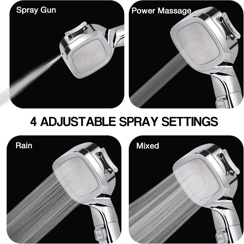 Shower Head High Pressure Shower Heads with Shower Filter Core, 4 Spray Modes and Pause Switch Design for Power Shower Head to Increase Water Pressure 6