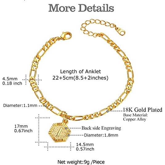 Focalook Jewellery - Letter 'I' Anklet 1