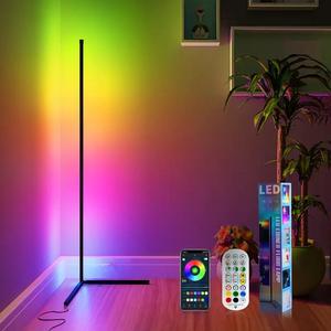 RGB IC Floor Lamp with Smart App Control (1pc), Music Sync, Dimming, and Timer Functions, LED Corner Lamp Features RGB Dreamy Color-changing Effects and Modern Standing Design, Perfect Choice for Christmas, Bedrooms, Living Rooms, Game Rooms, As A Gift