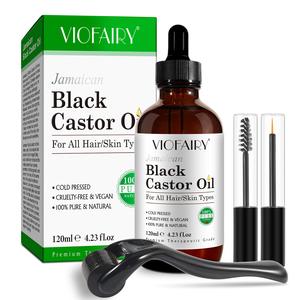 Black Castor Oil with Micro Needle Roller, 1 Set Natural Hair Care Oil for Strengthening Hair, Nourishing Hair Care Products, Thicker Hair