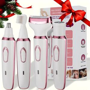 4 in 1 Multi-use Electric Eyebrow Trimmer Set, 1 Box Portable Rechargeable Eyebrow Shaver, Wet & Dry Electric Hair Shaving Tool for Face, Nose, Leg