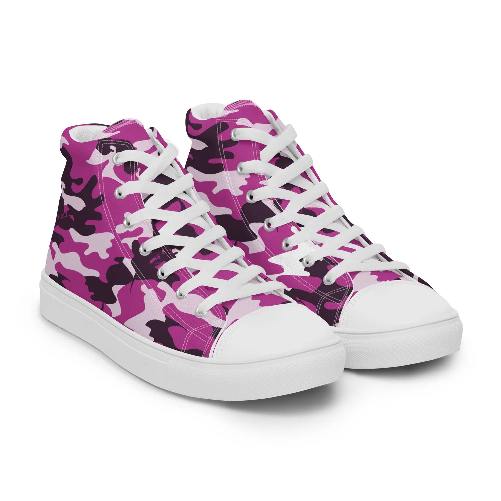 Bright Pink Camo High Top Canvas Shoes – Women's Casual Lace