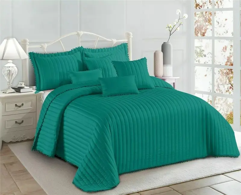 3 Piece Quilted Embossed Bedspread Bed Throw Single Double King Size Bedding Set 6