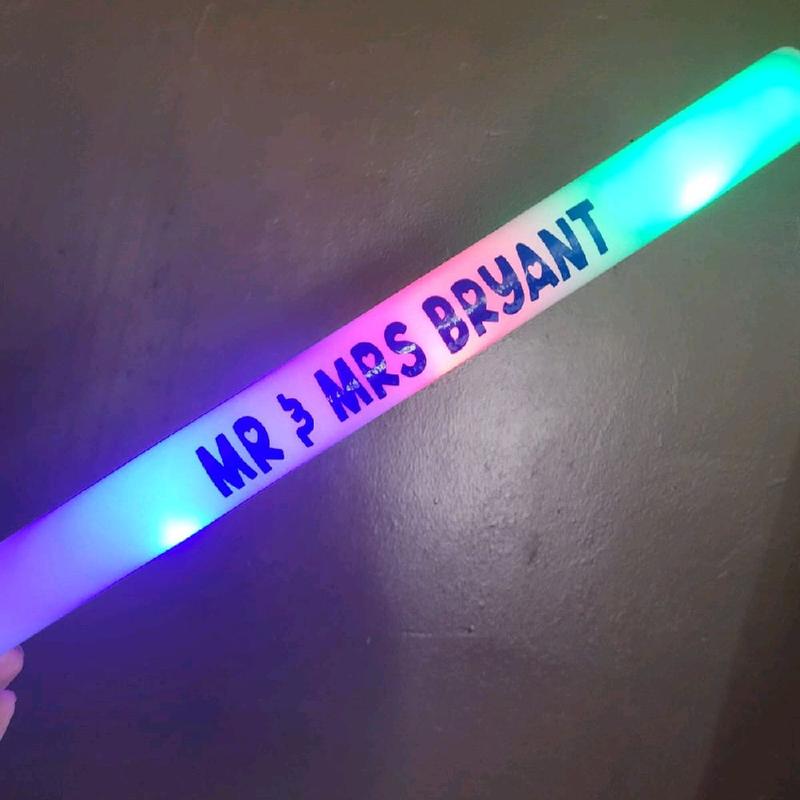 Personalised Wedding LED Foam Glow Sticks - Perfect Party Gifts 0
